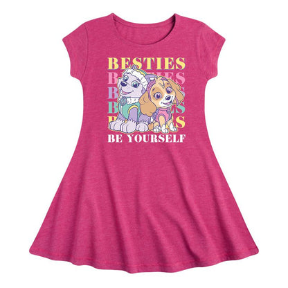 Girls' - Paw Patrol - Everest and Skye Besties Be Yourself Fit & Flair Cap Sleeve Dress