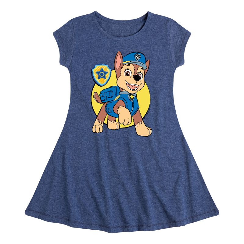 Girls' - Paw Patrol - Chase Sketch Fit & Flair Cap Sleeve Dress