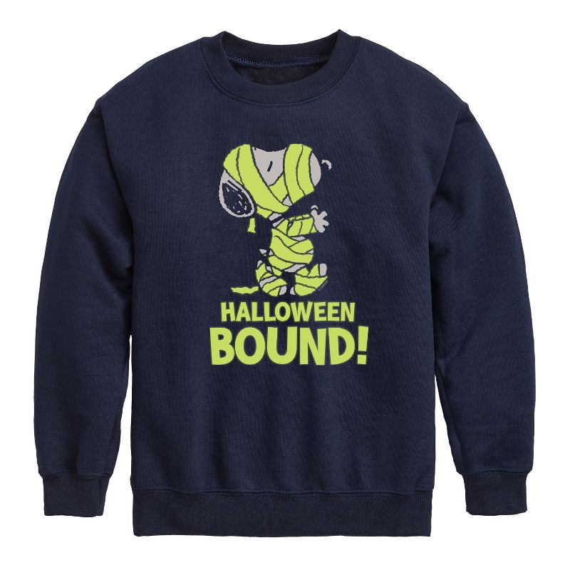Boys' - Peanuts - Halloween Bound Glow Graphic Long Sleeve Fleece Sweatshirt
