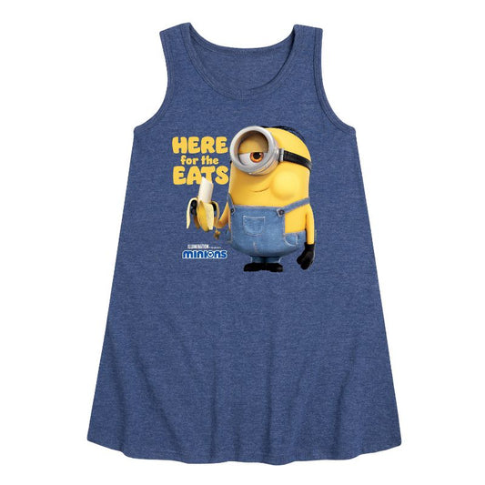 Girls' - Despicable Me Minions - Only Here For The Eats Graphic Sleeveless Aline Dress