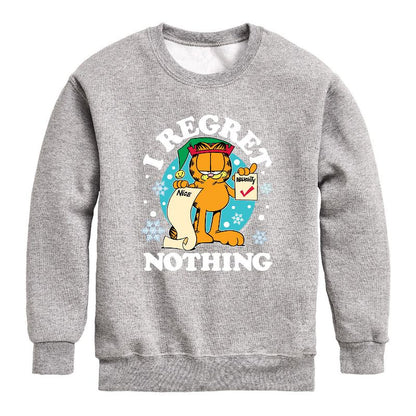 Boys' - Garfield - I Regret Nothing Graphic Long Sleeve Fleece Sweatshirt