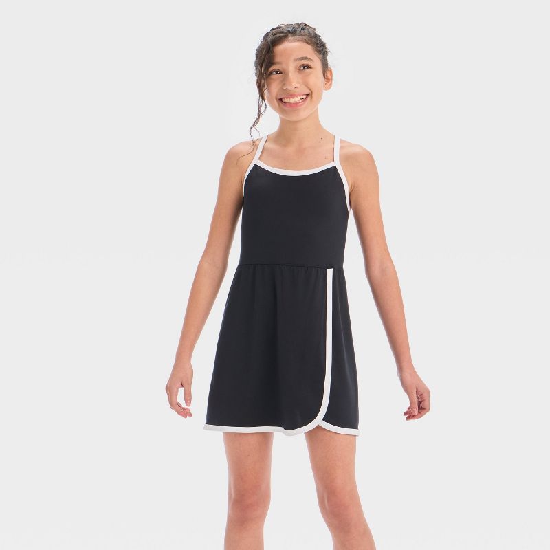 Girls' Knit Contrast Trim Dress - All In Motion™