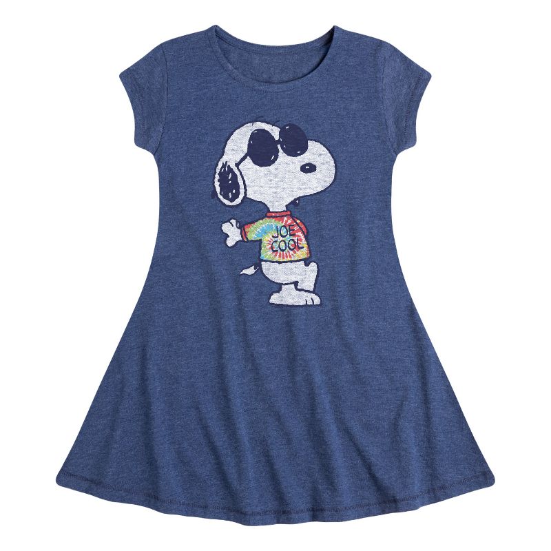 Girls' - Peanuts - Joe Cool' Tie Dye Fit & Flair Cap Sleeve Dress