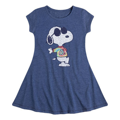 Girls' - Peanuts - Joe Cool' Tie Dye Fit & Flair Cap Sleeve Dress