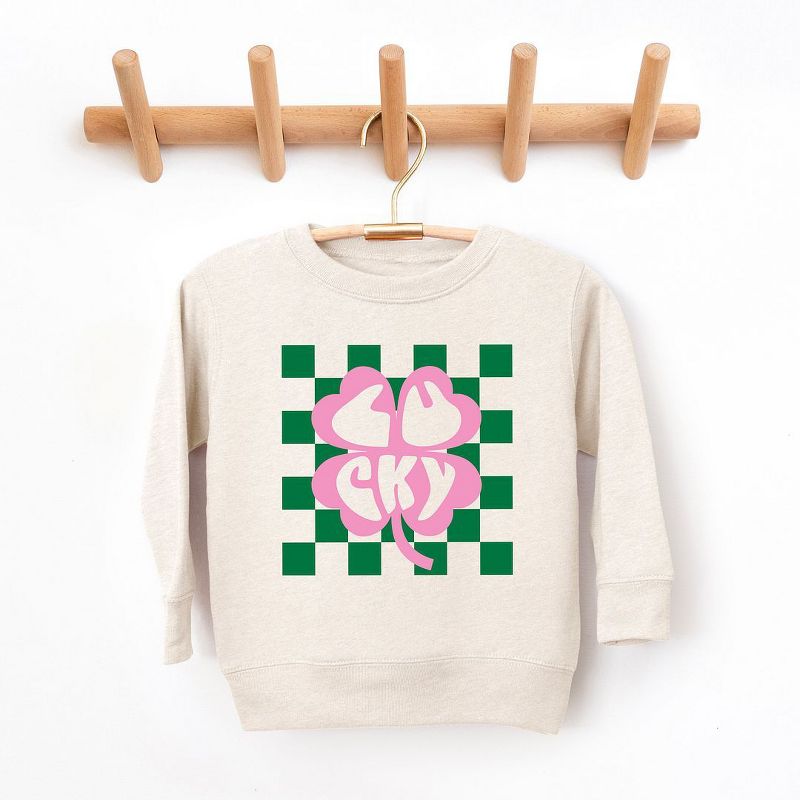 The Juniper Shop Lucky Clover Checkered Toddler Graphic Sweatshirt