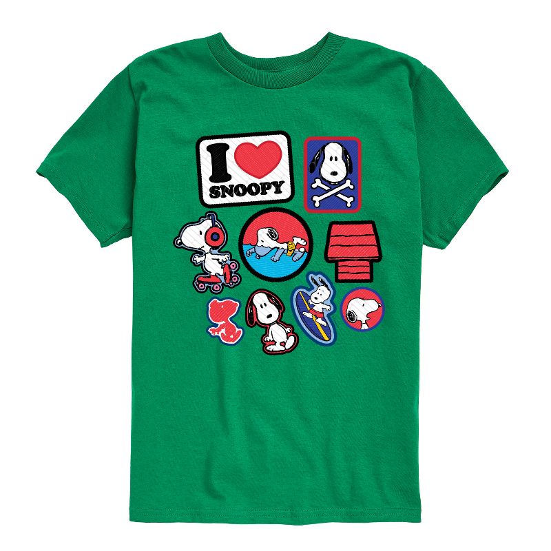 تي شيرت جرافيكي بأكمام قصيرة للأولاد - بينتس - أحب سنوبي