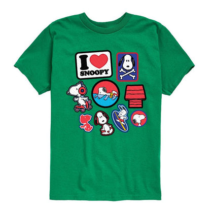 تي شيرت جرافيكي بأكمام قصيرة للأولاد - بينتس - أحب سنوبي