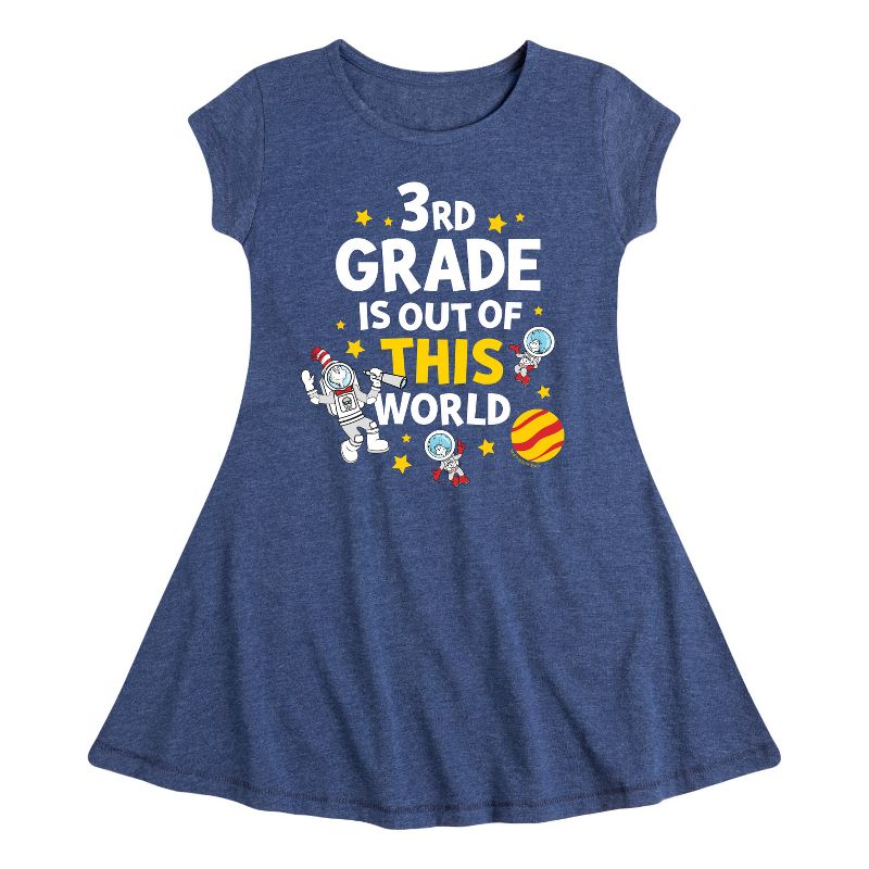 Girls' - Dr. Seuss - Third Grade Out Of This World Fit & Flair Cap Sleeve Dress