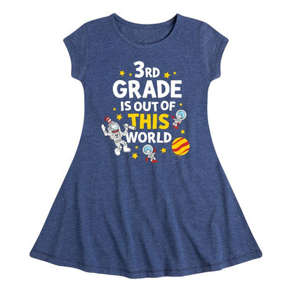Girls' - Dr. Seuss - Third Grade Out Of This World Fit & Flair Cap Sleeve Dress