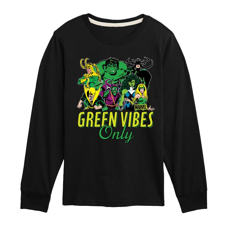 Boys' - Marvel - St. Patrick's Day Green Vibes Only Long Sleeve Graphic T-Shirt