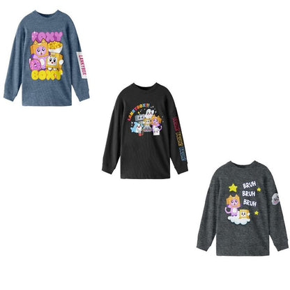 LankyBox Character Art 3-Pack Crew Neck Long Sleeve Youth Boy's Tee Set