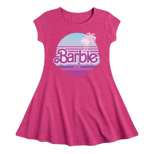 Girls' - Barbie - Palm Trees Fit & Flair Cap Sleeve Dress