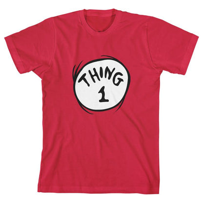 Dr. Seuss Thing 1 and Thing 2 Youth Red Crew Neck Short Sleeve T-shirt
