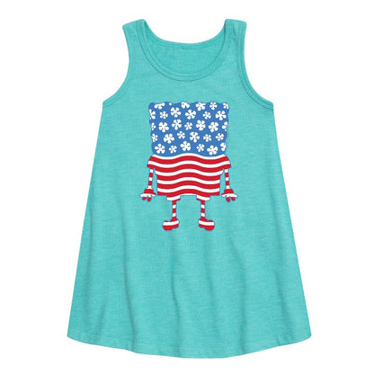 Girls' - SpongeBob SquarePants - Silhouette Stars Stripes Graphic Sleeveless Aline Dress