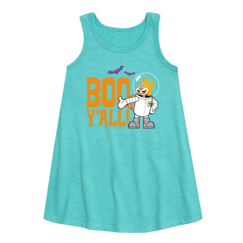 فستان ساندي بو يال الجرافيكي بدون أكمام بتصميم خطي للفتيات - سبونج بوب سكوير بانتس