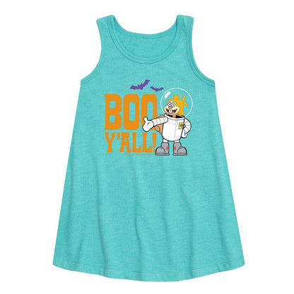 فستان ساندي بو يال الجرافيكي بدون أكمام بتصميم خطي للفتيات - سبونج بوب سكوير بانتس