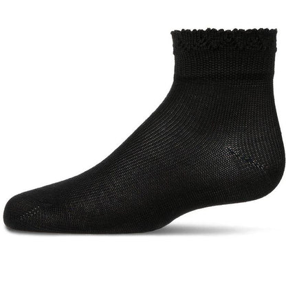 Memoi Girls Crochet Ruffle-Trim Mercerized Cotton Blend Ankle Sock