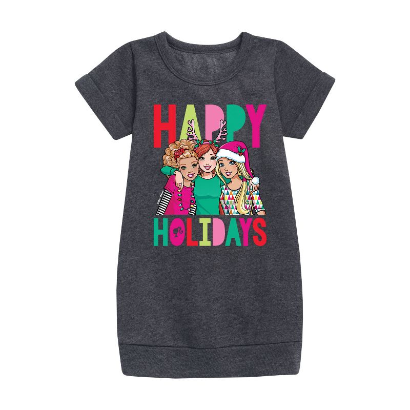 فستان باربي - عطلات سعيدة - من الصوف بأكمام قصيرة - للبنات