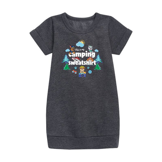 Girls' - Paw Patrol - This Is My Camping Sweatshirt Graphic Short Sleeve Fleece Dress