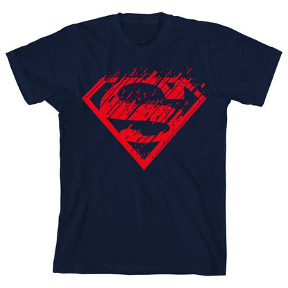Superman Ripped Logo Boy's Navy T-shirt