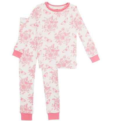 RuffleButts SoftSnooze Big Girls Ruffle Long Sleeve Pajama Set