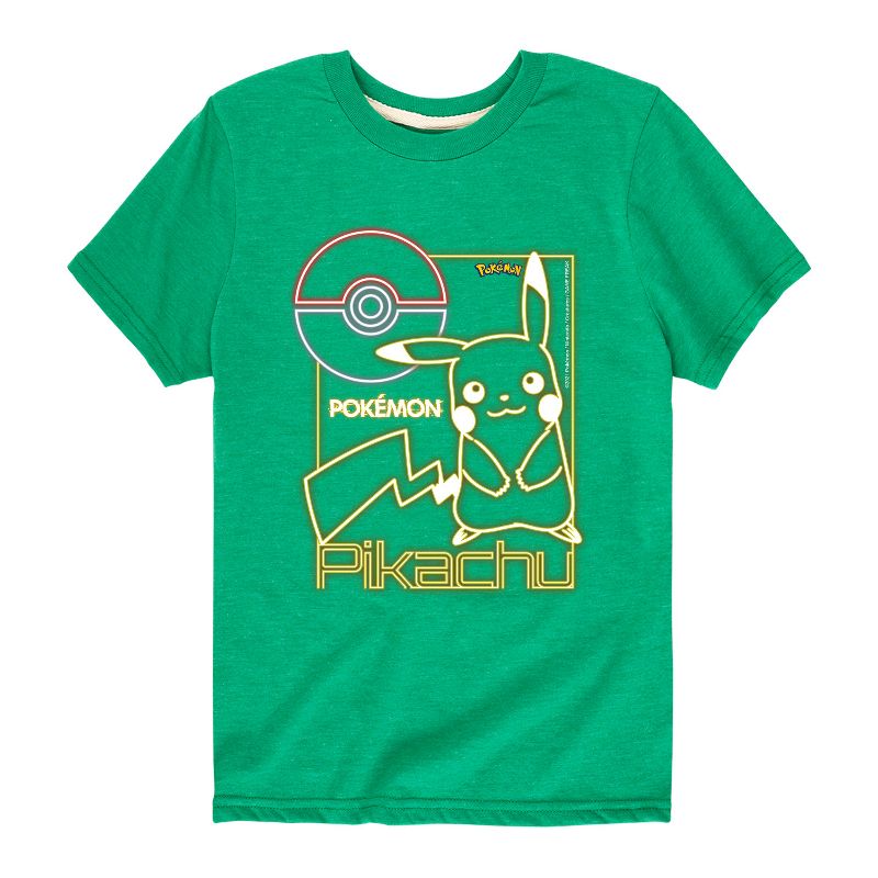 تي شيرت جرافيكي بأكمام قصيرة من نيون بيكاتشو للأولاد - بوكيمون