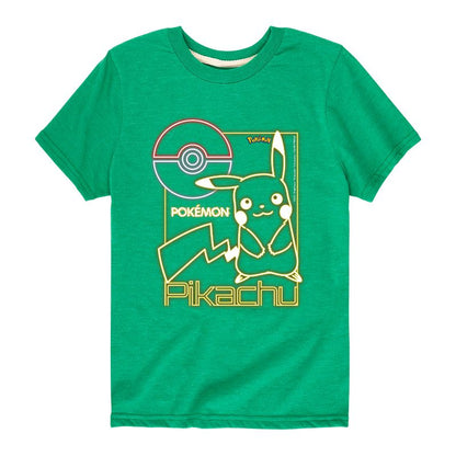 تي شيرت جرافيكي بأكمام قصيرة من نيون بيكاتشو للأولاد - بوكيمون