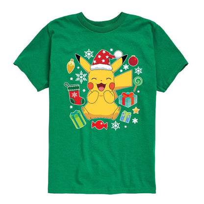 تي شيرت جرافيكي بأكمام قصيرة للأولاد - بوكيمون - هدايا عيد الميلاد بيكاتشو