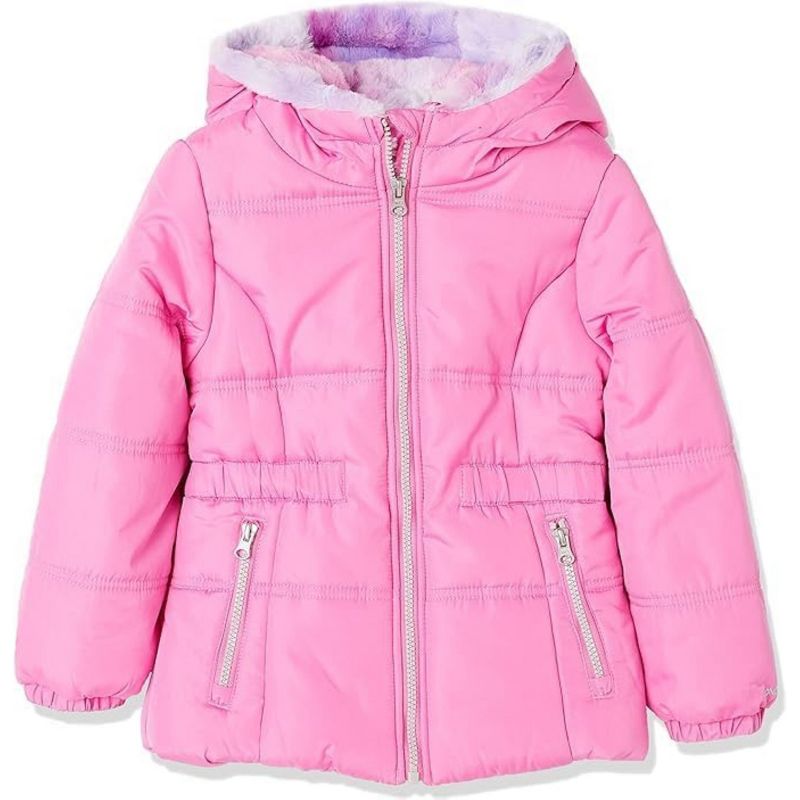 LONDON FOG Little/Big Girls' Heavyweight Fleece Lined Puffer Jacket with Headband