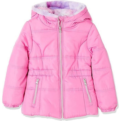 LONDON FOG Little/Big Girls' Heavyweight Fleece Lined Puffer Jacket with Headband