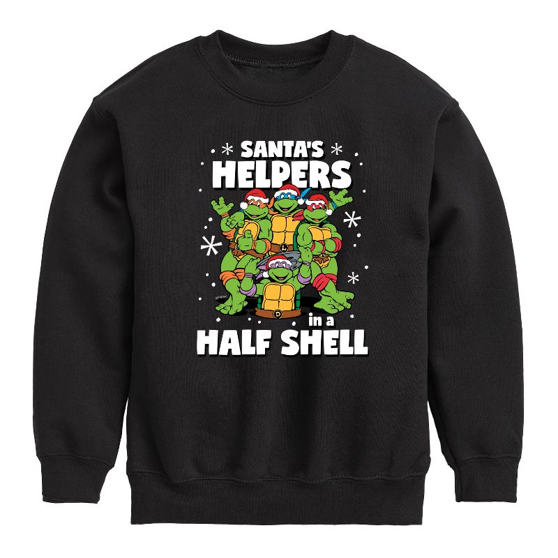 Boys' - Teenage Mutant Ninja Turtles - Santas Helpers In A Half Shell Graphic Long Sleeve Fleece Sweatshirt