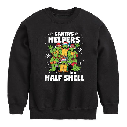 Boys' - Teenage Mutant Ninja Turtles - Santas Helpers In A Half Shell Graphic Long Sleeve Fleece Sweatshirt