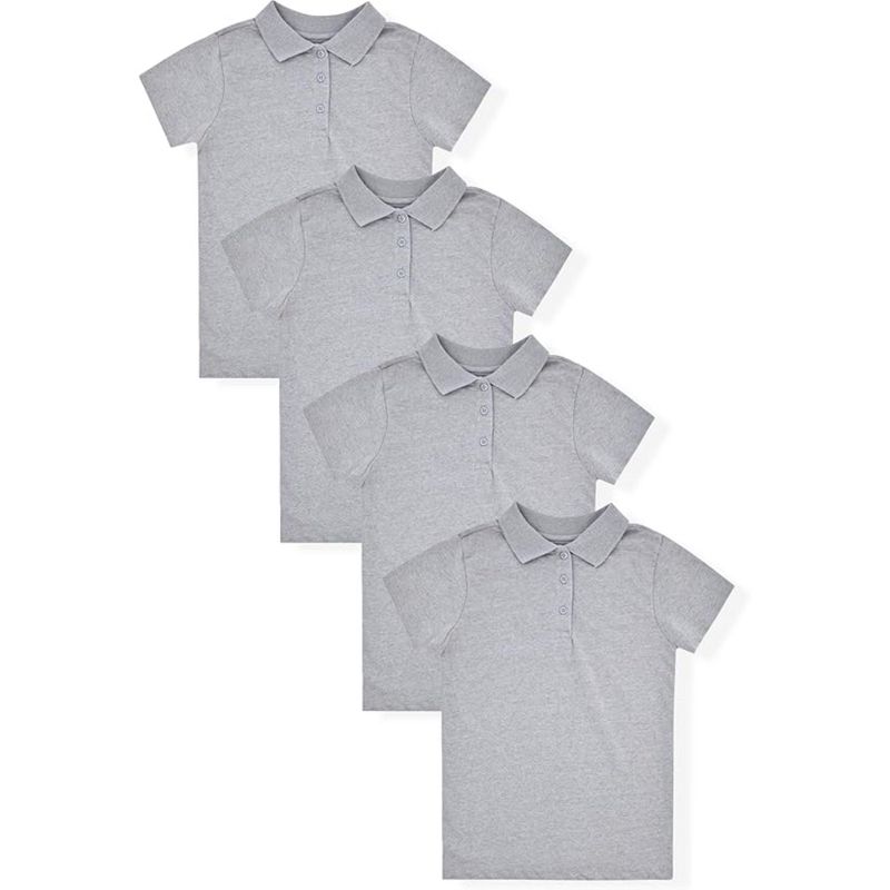 Studio 3 Little/Big Girl's 4-Pack Short Sleeve Soft Jersey Polo Uniform Shirts