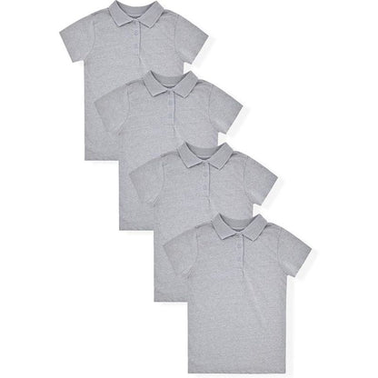 Studio 3 Little/Big Girl's 4-Pack Short Sleeve Soft Jersey Polo Uniform Shirts