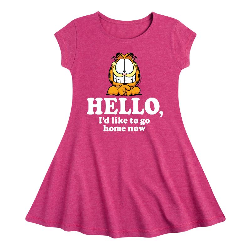 Girls' - Garfield - Hello Go Home Now Fit & Flair Cap Sleeve Dress
