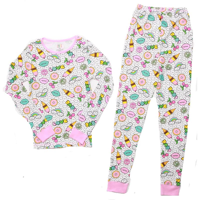 Just Love Girls Printed Pajama Sets - Snug Fitting Cotton PJ Tops & Bottoms for Girls
