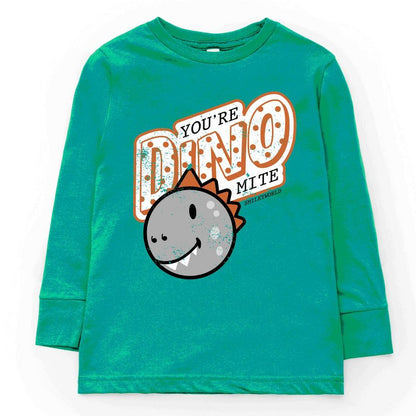 تي شيرت شبابي بأكمام طويلة مطبوع عليه You're Dino-Mite من متجر Juniper Shop SmileyWorld