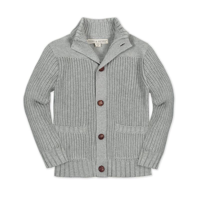 Hope & Henry Boys'  Long Sleeve Mock Neck Cardigan, Kids