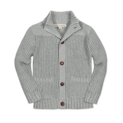 Hope & Henry Boys'  Long Sleeve Mock Neck Cardigan, Kids