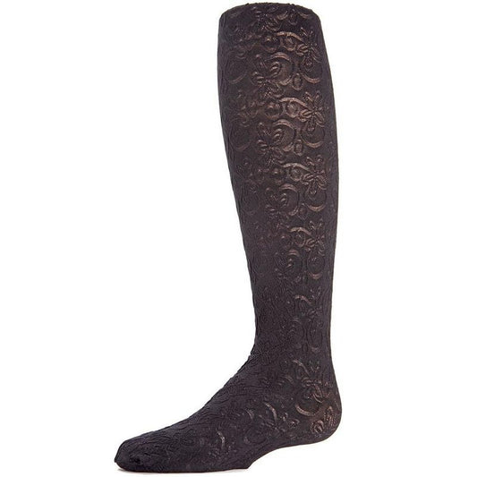 Memoi Swirled Floral Girls Opaque Tights