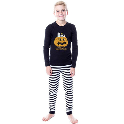 Peanuts Boys' Happy Halloween Snoopy Sleep Pajama Set For Kids Black