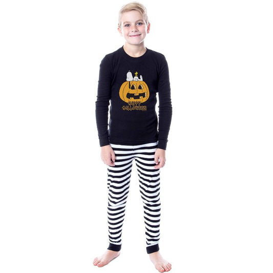 Peanuts Boys' Happy Halloween Snoopy Sleep Pajama Set For Kids Black