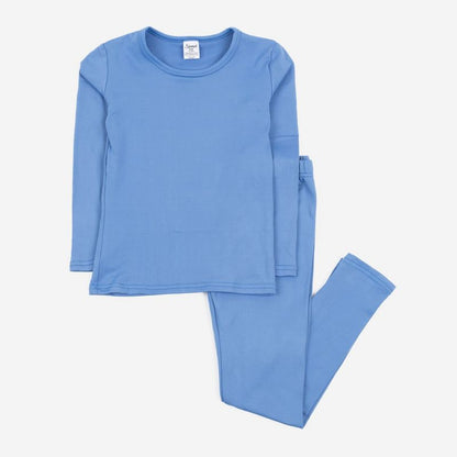 Leveret Kids Two Piece Classic Solid Color Thermal Pajamas