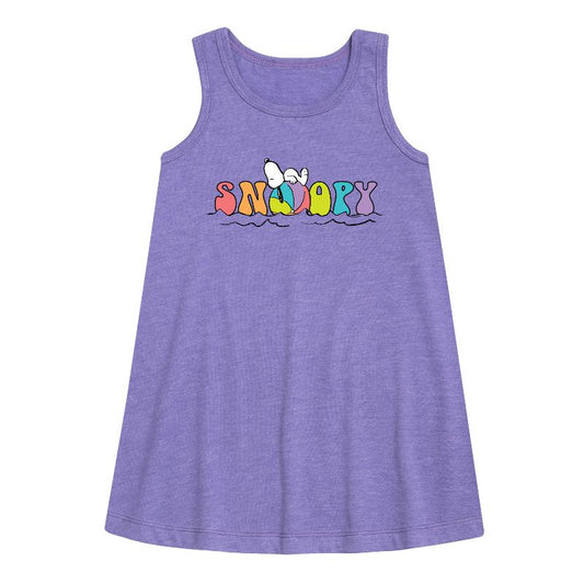 Girls' - Peanuts - Snoopy's Beachball Graphic Sleeveless Aline Dress