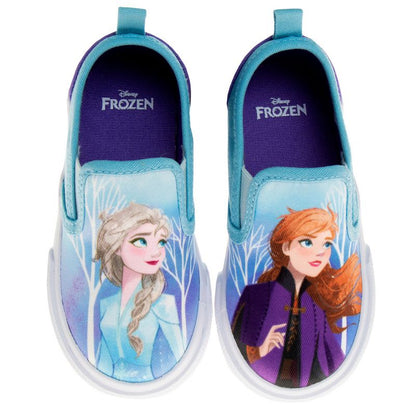 Frozen Elsa Anna Girls No Lace Shoes - Disney Character Loafer Low top SlipOn Casual Tennis Canvas Sneakers (size 5-12 toddler)