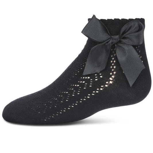 Memoi Girls' Knit Openwork Bow Anklet Socks