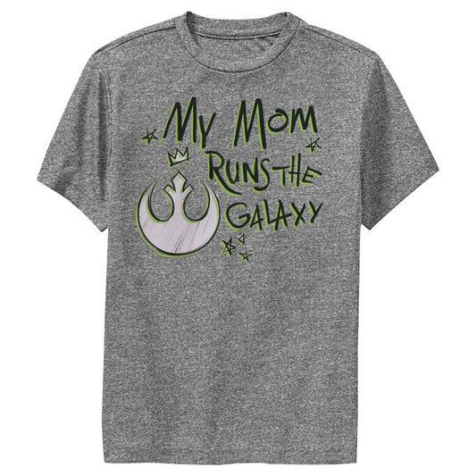 تي شيرت أداء "Star Wars: A New Hope" للأولاد بمناسبة عيد الأم، مطبوع عليه Mom Runs Galaxy Performance