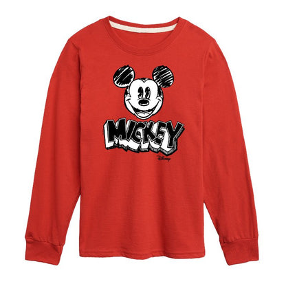 Boys' - Disney - Mickey Mouse Sketched Long Sleeve Graphic T-Shirt
