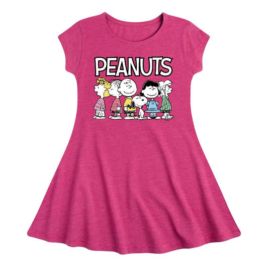 Girls' - Peanuts - Peanuts Crew Fit & Flair Cap Sleeve Dress