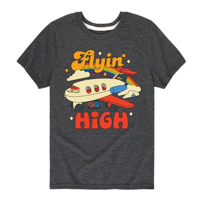 تي شيرت فيشر برايس للأولاد بأكمام قصيرة ورسومات قوس قزح وطائرة عالية الارتفاع